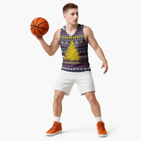 Thailand Christmas Basketball Jersey with Yellow Flower Tree Garuda Emblem and Elephant Holiday - Wonder Print Shop