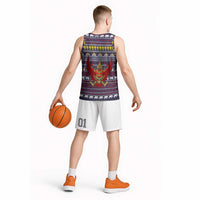 Thailand Christmas Basketball Jersey with Yellow Flower Tree Garuda Emblem and Elephant Holiday - Wonder Print Shop