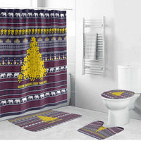 Thailand Christmas Bathroom Set with Yellow Flower Tree Garuda Emblem and Elephant Holiday - Wonder Print Shop