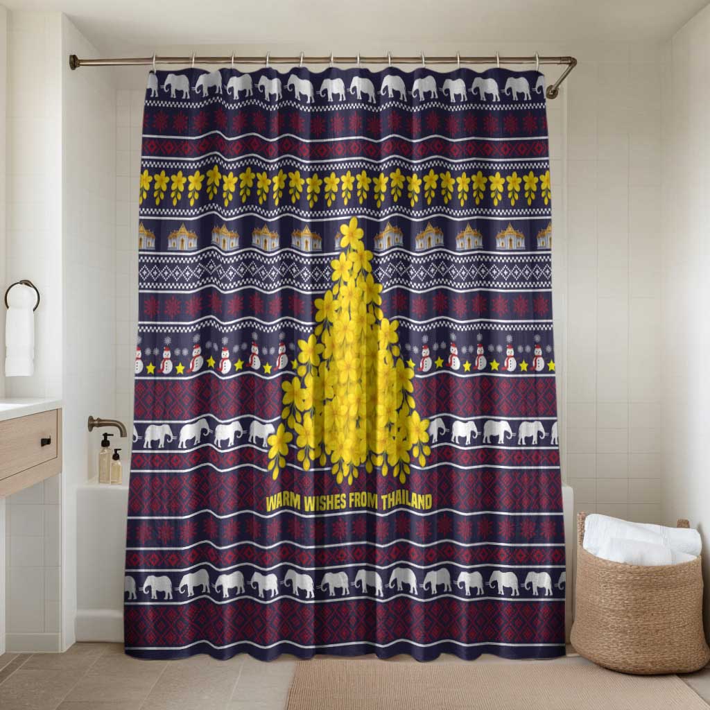 Thailand Christmas Bathroom Set with Yellow Flower Tree Garuda Emblem and Elephant Holiday - Wonder Print Shop