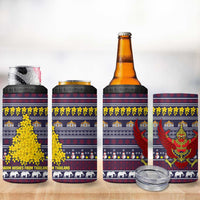 Thailand Christmas 4 in 1 Can Cooler Tumbler with Yellow Flower Tree Garuda Emblem and Elephant Holiday - Wonder Print Shop