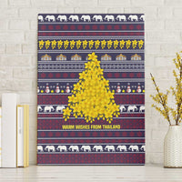 Thailand Christmas Canvas Wall Art with Yellow Flower Tree Garuda Emblem and Elephant Holiday - Wonder Print Shop