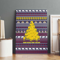 Thailand Christmas Canvas Wall Art with Yellow Flower Tree Garuda Emblem and Elephant Holiday - Wonder Print Shop