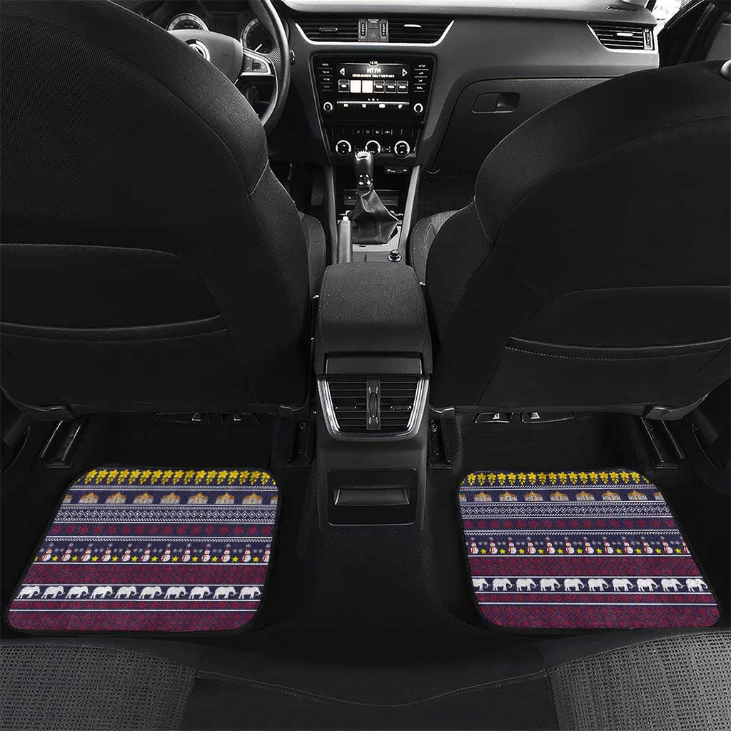 Thailand Christmas Car Mats with Yellow Flower Tree Garuda Emblem and Elephant Holiday - Wonder Print Shop