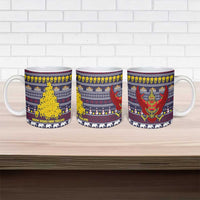 Thailand Christmas Ceramic Mug with Yellow Flower Tree Garuda Emblem and Elephant Holiday - Wonder Print Shop
