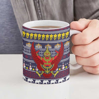 Thailand Christmas Ceramic Mug with Yellow Flower Tree Garuda Emblem and Elephant Holiday - Wonder Print Shop