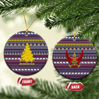 Thailand Christmas Ceramic Ornament with Yellow Flower Tree Garuda Emblem and Elephant Holiday - Wonder Print Shop