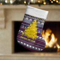 Thailand Christmas Stocking with Yellow Flower Tree Garuda Emblem and Elephant Holiday - Wonder Print Shop