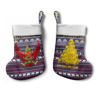 Thailand Christmas Stocking with Yellow Flower Tree Garuda Emblem and Elephant Holiday - Wonder Print Shop
