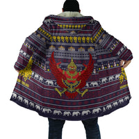 Thailand Christmas Cloak with Yellow Flower Tree Garuda Emblem and Elephant Holiday - Wonder Print Shop