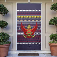 Thailand Christmas Door Cover with Yellow Flower Tree Garuda Emblem and Elephant Holiday - undefined