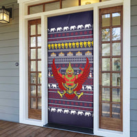 Thailand Christmas Door Cover with Yellow Flower Tree Garuda Emblem and Elephant Holiday - undefined