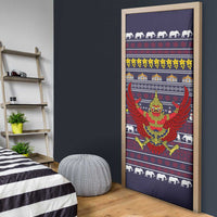Thailand Christmas Door Cover with Yellow Flower Tree Garuda Emblem and Elephant Holiday - undefined