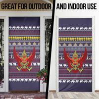 Thailand Christmas Door Cover with Yellow Flower Tree Garuda Emblem and Elephant Holiday - undefined