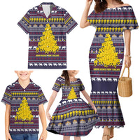 Thailand Christmas Family Matching Mermaid Dress and Hawaiian Shirt with Yellow Flower Tree Garuda Emblem and Elephant Holiday - Wonder Print Shop