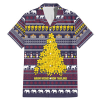 Thailand Christmas Family Matching Mermaid Dress and Hawaiian Shirt with Yellow Flower Tree Garuda Emblem and Elephant Holiday - Wonder Print Shop