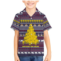 Thailand Christmas Family Matching Mermaid Dress and Hawaiian Shirt with Yellow Flower Tree Garuda Emblem and Elephant Holiday - Wonder Print Shop
