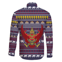 Thailand Christmas Family Matching Puletasi and Hawaiian Shirt with Yellow Flower Tree Garuda Emblem and Elephant Holiday - Wonder Print Shop