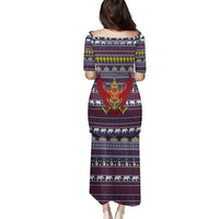 Thailand Christmas Family Matching Puletasi and Hawaiian Shirt with Yellow Flower Tree Garuda Emblem and Elephant Holiday - Wonder Print Shop