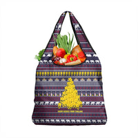 Thailand Christmas Grocery Bag with Yellow Flower Tree Garuda Emblem and Elephant Holiday - Wonder Print Shop