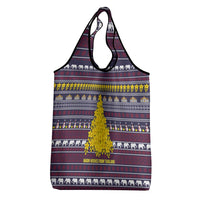 Thailand Christmas Grocery Bag with Yellow Flower Tree Garuda Emblem and Elephant Holiday - Wonder Print Shop