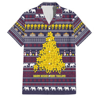 Thailand Christmas Hawaiian Shirt with Yellow Flower Tree Garuda Emblem and Elephant Holiday - Wonder Print Shop