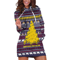 Thailand Christmas Hoodie Dress with Yellow Flower Tree Garuda Emblem and Elephant Holiday - Wonder Print Shop