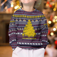 Thailand Christmas Kid Ugly Christmas Sweater with Yellow Flower Tree Garuda Emblem and Elephant Holiday - Wonder Print Shop