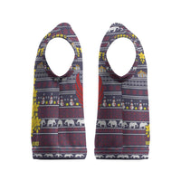 Thailand Christmas Knitted V-Neck Vest with Yellow Flower Tree Garuda Emblem and Elephant Holiday - Wonder Print Shop
