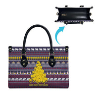 Thailand Christmas Leather Bag with Yellow Flower Tree Garuda Emblem and Elephant Holiday - Wonder Print Shop