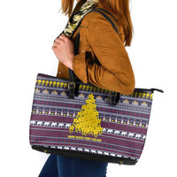 Thailand Christmas Leather Tote Bag with Yellow Flower Tree Garuda Emblem and Elephant Holiday - Wonder Print Shop