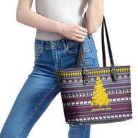 Thailand Christmas Leather Tote Bag with Yellow Flower Tree Garuda Emblem and Elephant Holiday - Wonder Print Shop