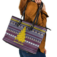 Thailand Christmas Leather Tote Bag with Yellow Flower Tree Garuda Emblem and Elephant Holiday - Wonder Print Shop