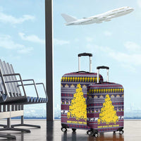 Thailand Christmas Luggage Cover with Yellow Flower Tree Garuda Emblem and Elephant Holiday - Wonder Print Shop