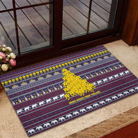 Thailand Christmas Rubber Doormat with Yellow Flower Tree Garuda Emblem and Elephant Holiday - Wonder Print Shop