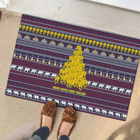Thailand Christmas Rubber Doormat with Yellow Flower Tree Garuda Emblem and Elephant Holiday - Wonder Print Shop