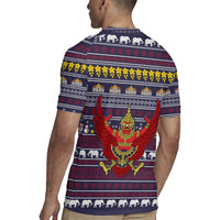 Thailand Christmas Rugby Jersey with Yellow Flower Tree Garuda Emblem and Elephant Holiday - Wonder Print Shop