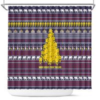 Thailand Christmas Shower Curtain with Yellow Flower Tree Garuda Emblem and Elephant Holiday - Wonder Print Shop