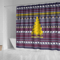 Thailand Christmas Shower Curtain with Yellow Flower Tree Garuda Emblem and Elephant Holiday - Wonder Print Shop