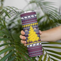 Thailand Christmas Skinny Tumbler with Yellow Flower Tree Garuda Emblem and Elephant Holiday - Wonder Print Shop