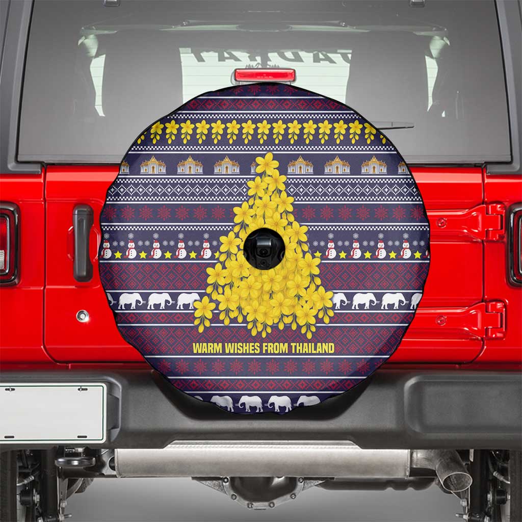 Thailand Christmas Spare Tire Cover with Yellow Flower Tree Garuda Emblem and Elephant Holiday - Wonder Print Shop