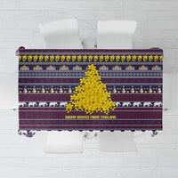 Thailand Christmas Tablecloth with Yellow Flower Tree Garuda Emblem and Elephant Holiday - Wonder Print Shop