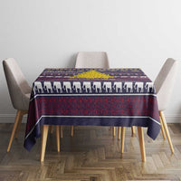 Thailand Christmas Tablecloth with Yellow Flower Tree Garuda Emblem and Elephant Holiday - Wonder Print Shop