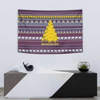 Thailand Christmas Tapestry with Yellow Flower Tree Garuda Emblem and Elephant Holiday - Wonder Print Shop