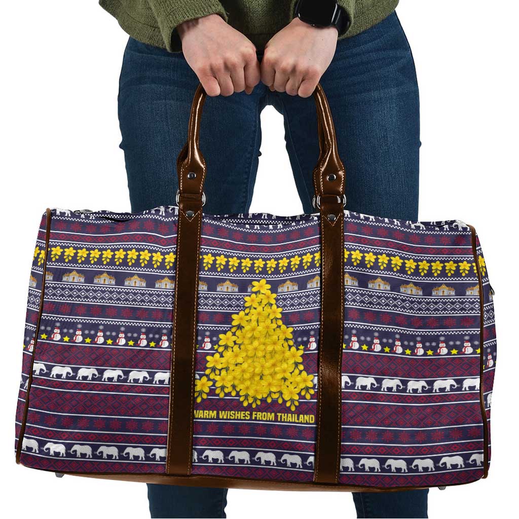 Thailand Christmas Travel Bag with Yellow Flower Tree Garuda Emblem and Elephant Holiday - Wonder Print Shop