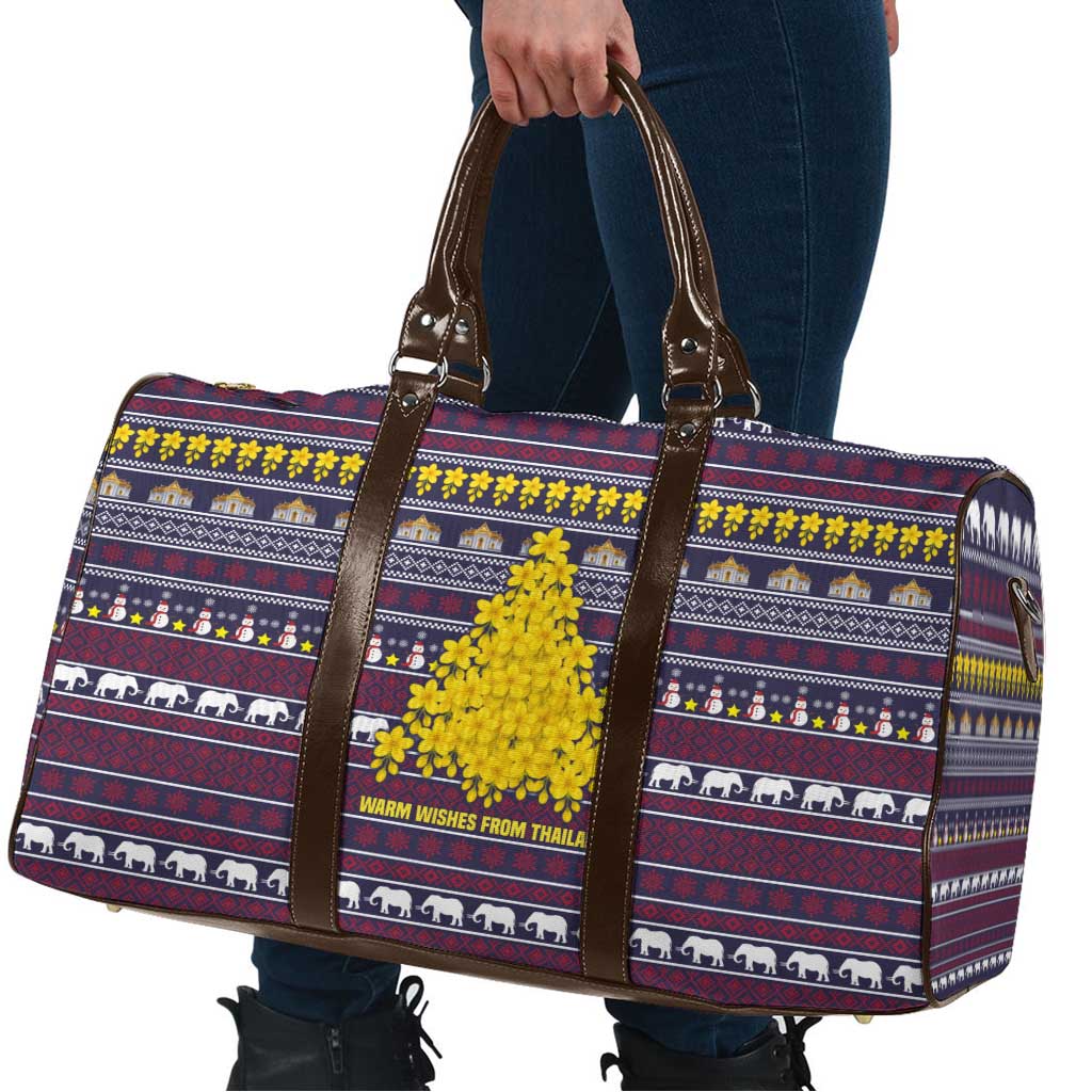Thailand Christmas Travel Bag with Yellow Flower Tree Garuda Emblem and Elephant Holiday - Wonder Print Shop