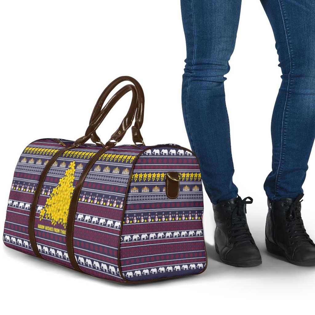 Thailand Christmas Travel Bag with Yellow Flower Tree Garuda Emblem and Elephant Holiday - Wonder Print Shop