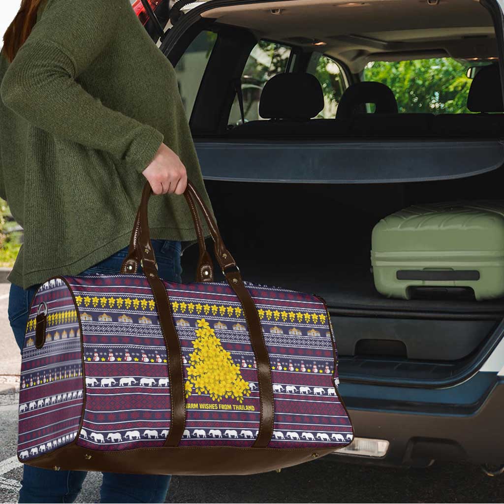Thailand Christmas Travel Bag with Yellow Flower Tree Garuda Emblem and Elephant Holiday - Wonder Print Shop