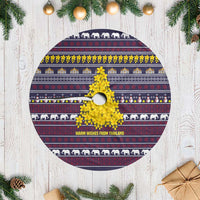 Thailand Christmas Tree Skirt with Yellow Flower Tree Garuda Emblem and Elephant Holiday - Wonder Print Shop