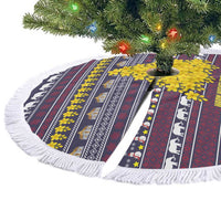 Thailand Christmas Tree Skirt with Yellow Flower Tree Garuda Emblem and Elephant Holiday - Wonder Print Shop